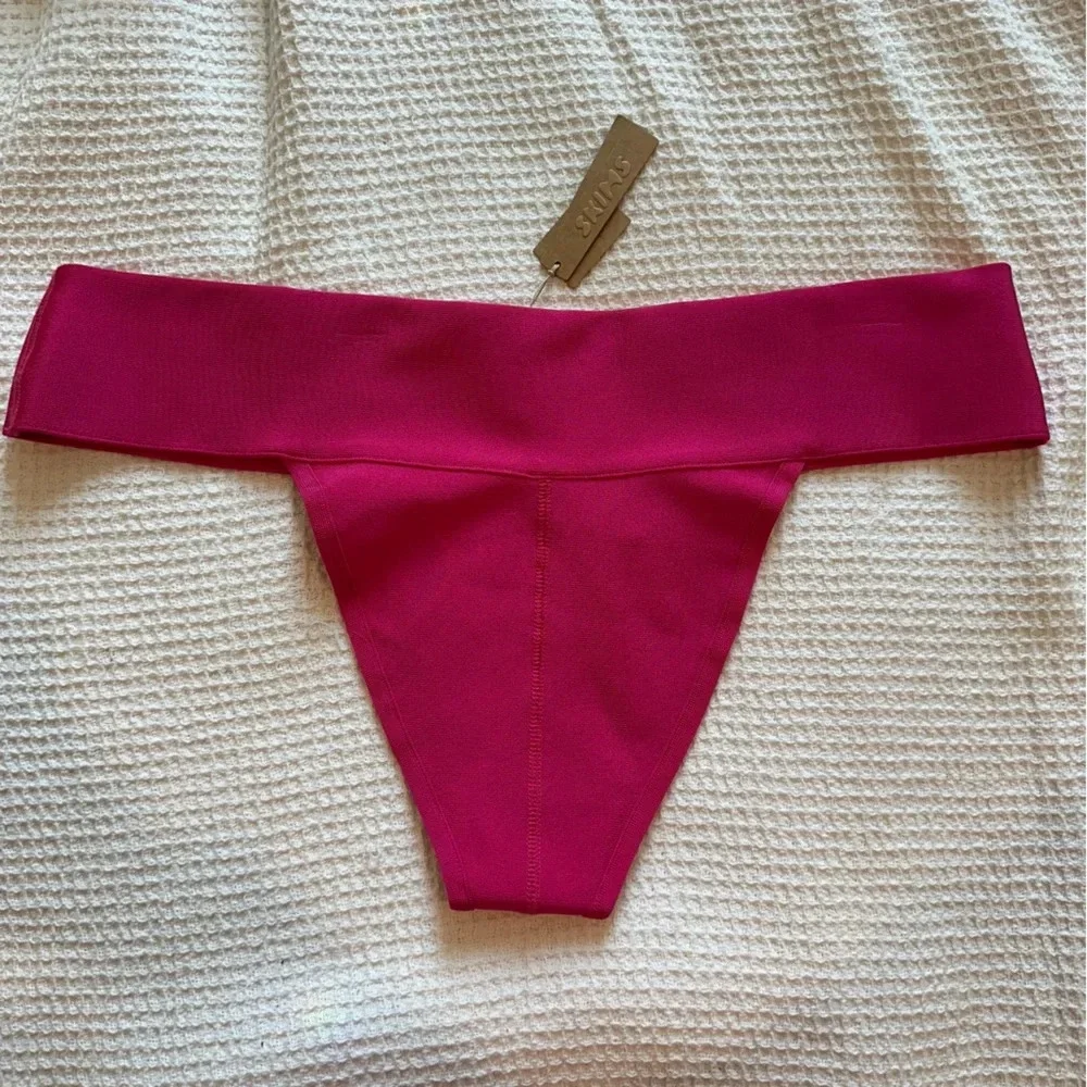 NWT SKIMS Knit Swim Cheeky Bikini Bottom size 4X Magenta Pink style SW-CHE-0166